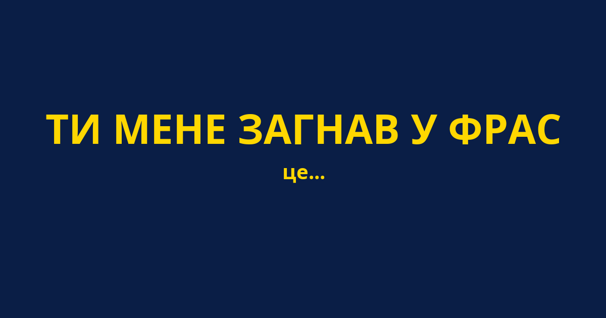 ТИ МЕНЕ ЗАГНАВ У ФРАС